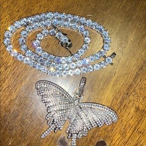 Butterfly Pendant with Tennis Chain